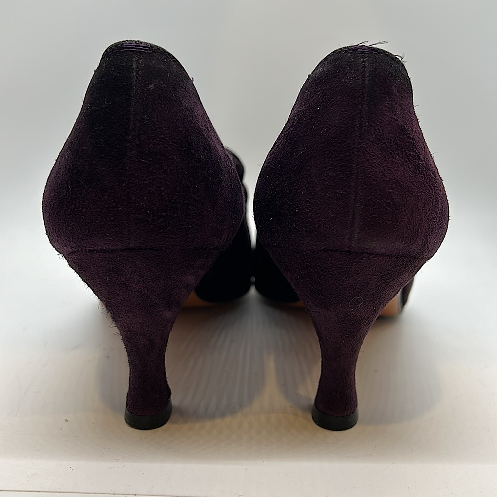 Salvatore Ferragamo Maroon/Dark Purple Suede Pointed Toe Heels Shoes **Sz 9.5** - Picture 5 of 8